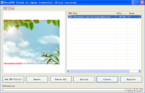 software interface of Flash to Image