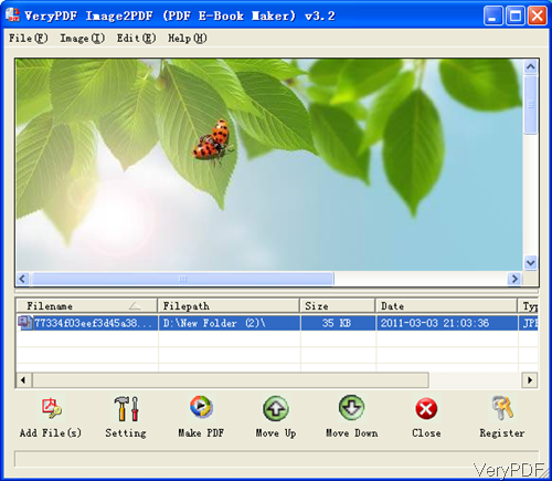 software interface of Image to PDF