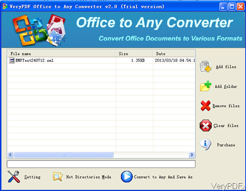 software interface of Office to Any
