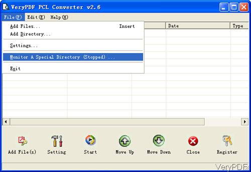 software interface of PCL Converter