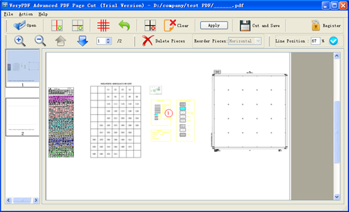 software interface of PDF Page Cut