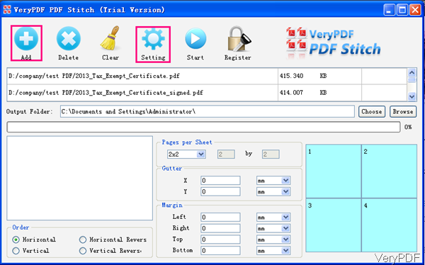 software interface of PDF Sticch