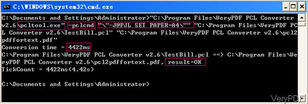 MS Dos operation of PCL CMD