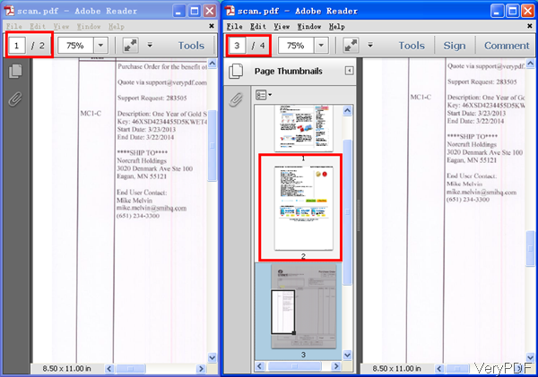 input PDF and output PDF