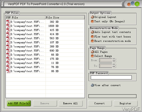 software interface of PDF to PowerPoint Converter