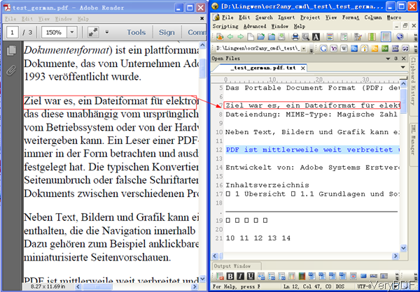 input German PDF and output text