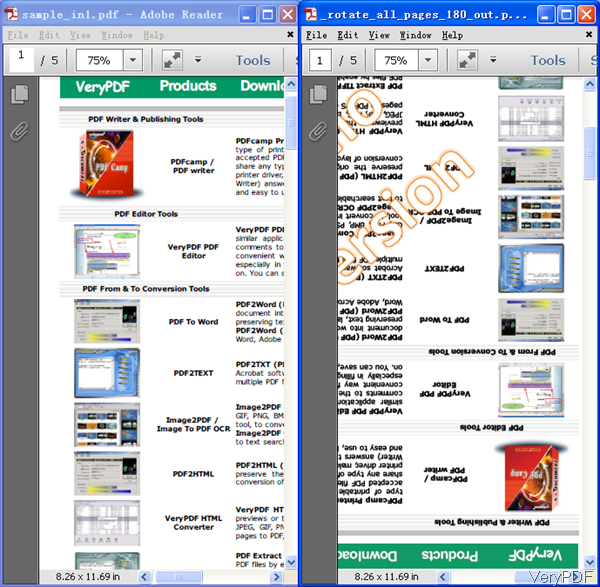 input PDF and rotated PDF