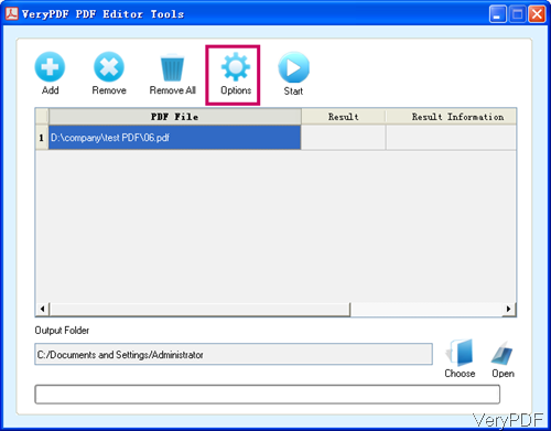 software interface of Batch PDF Editor
