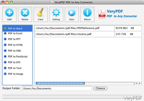 software interface of PDF2Any