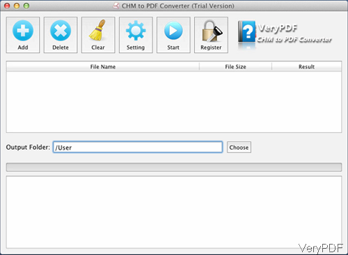 software interface of CHM to PDF Converter
