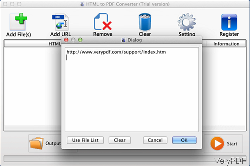software interface of HTML Converter