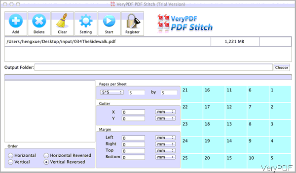 software interface of PDF Stiticher