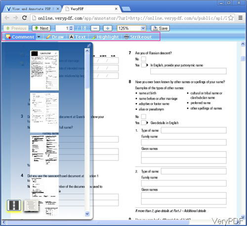 PDF annotator interface