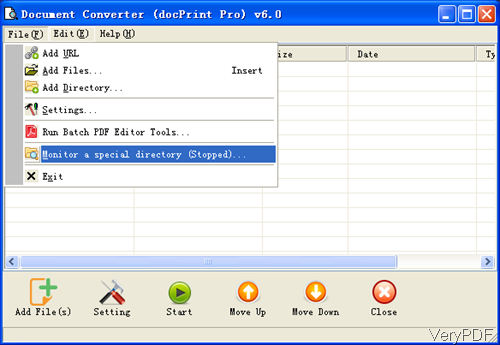 software interface of document converter