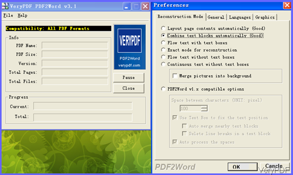 software interface PDF to word